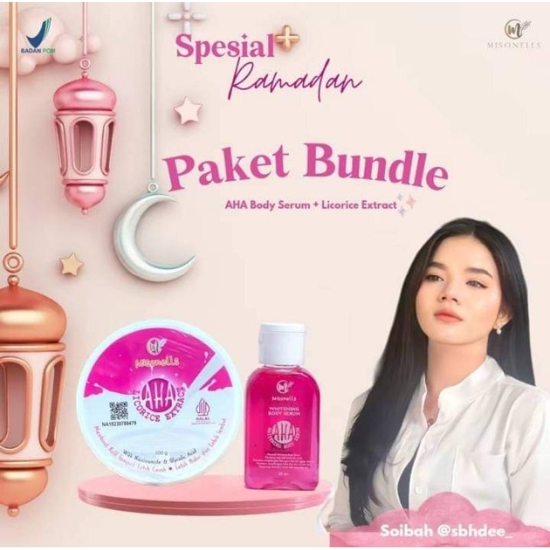 Jual Paket Bundle Misonells Aha Serum Dan Bleaching BPOM Pemutih Badan