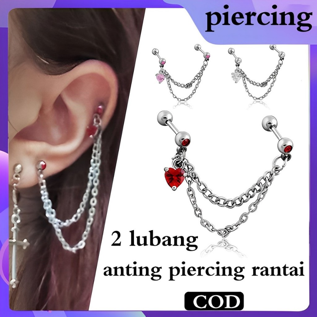 Jual Cod Anting Juntai Panjang Tusuk Titanium Fashion Anting Tindik