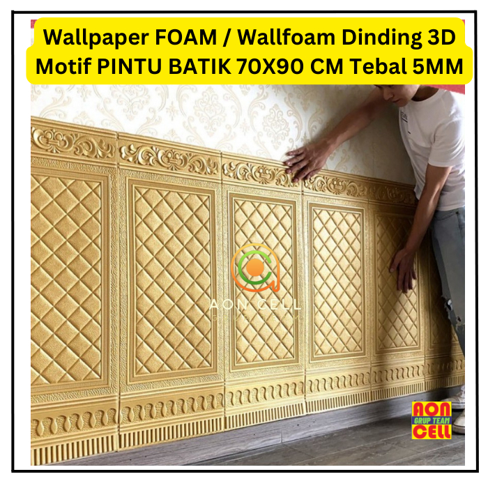 Jual WALLPAPER 3D FOAM PINTU WALLFOAM 3D MOTIF PINTU BATIK 70X90 CM