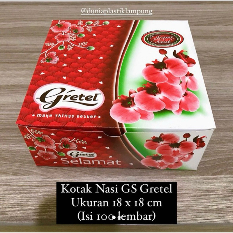 Jual Kotak Nasi Dus Nasi GS GRETEL 18x18 Cm 100 Lembar Shopee Indonesia