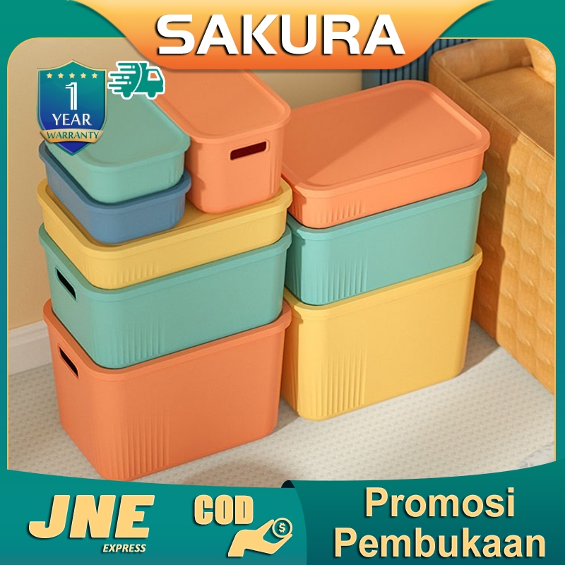 Jual SAKURA LIFE Kotak Penyimpanan Tutup Serbaguna Keranjang Bin Pantry