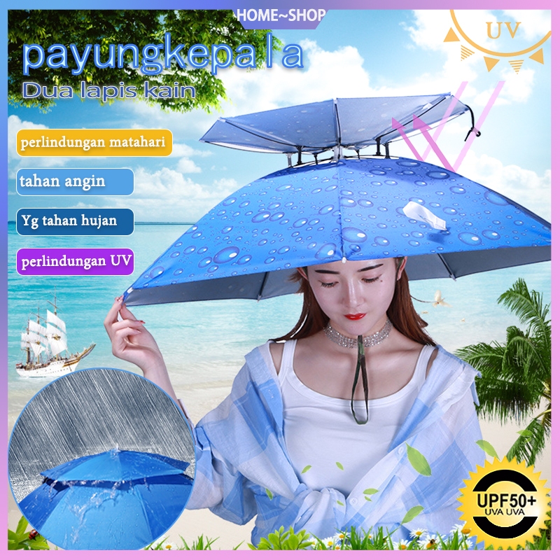 Jual Payung Pancing Kepala Topi Anti Uv Headband Tebal Topi Payung