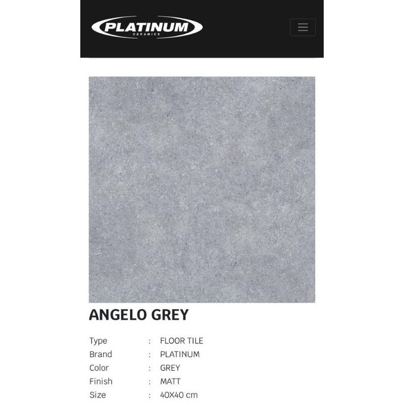 Jual Keramik Lantai Garasi Matt Platinum Angelo Grey 40x40 Kw 1