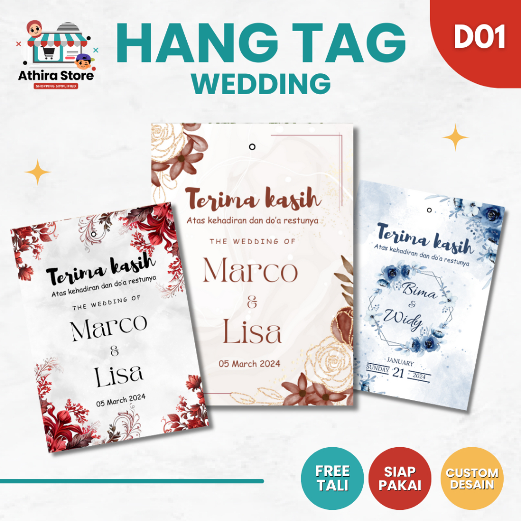 Jual Hang Tag Wedding Pernikahan Kartu Ucapan Engagement Hangtag