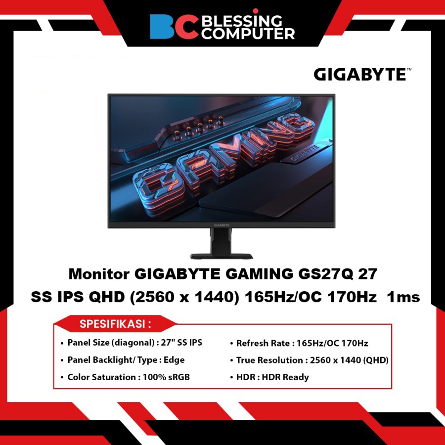 Jual Gigabyte Gs Q Ss Ips Qhd Hz Oc Hz Ms Monitor Gaming