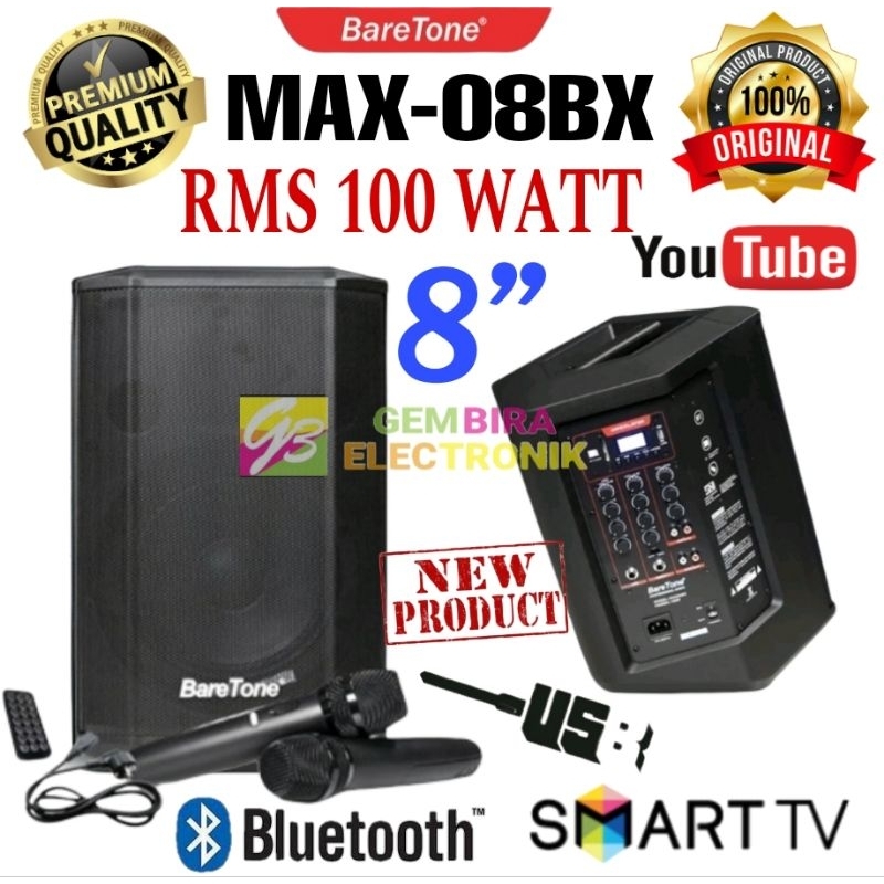 Jual SPEAKER AKTIF BARETONE MAX 08BX MAX08BX NEW PORTABLE WIRELESS