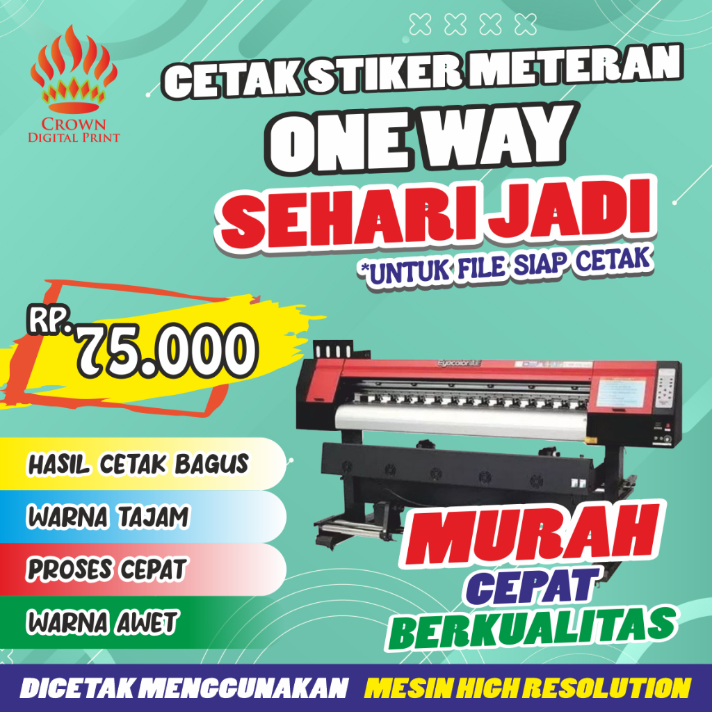 Jual CETAK STIKER ONE WAY INDOOR METERAN I PRINT ONE WAY I STIKER ONE