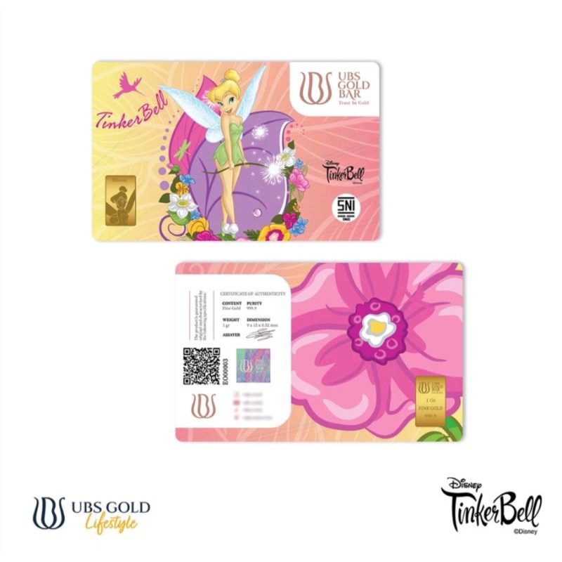 Jual UBS LOGAM MULIA 1 GRAM DISNEY TINKER BELL ORIGINAL BERSERTIFIKAT