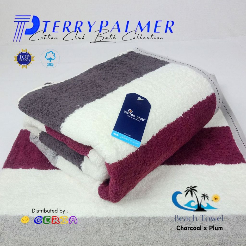 Jual Handuk Jumbo Dewasa Pantai Tebal By Terry Palmer X Abu Stripe