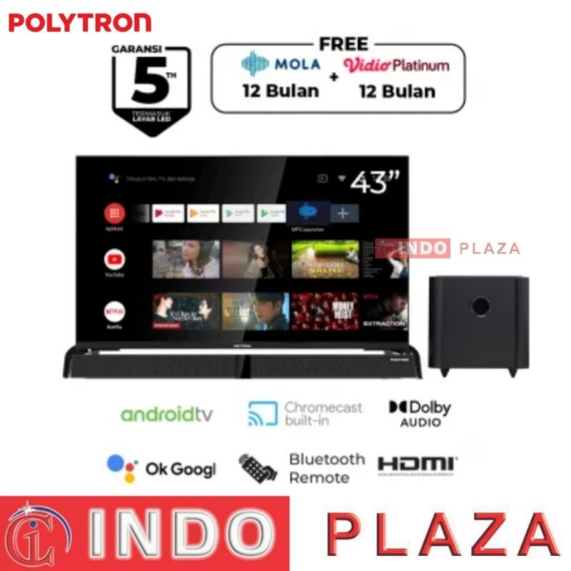 Jual Tv Polytron Inch Smart Android Mola Soundbar Pld Bag