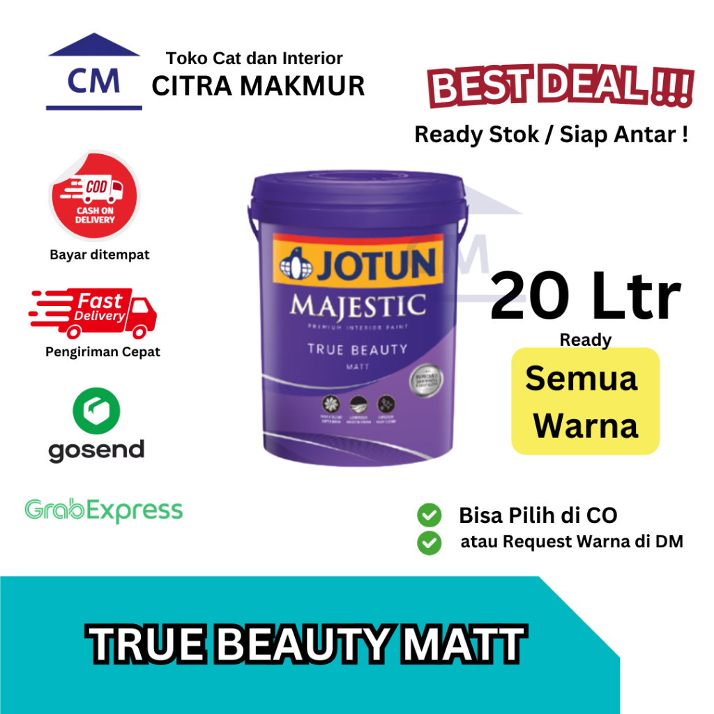 Jual Jotun MAJESTIC True Beauty Matt 20 Ltr Ready Semua Warna