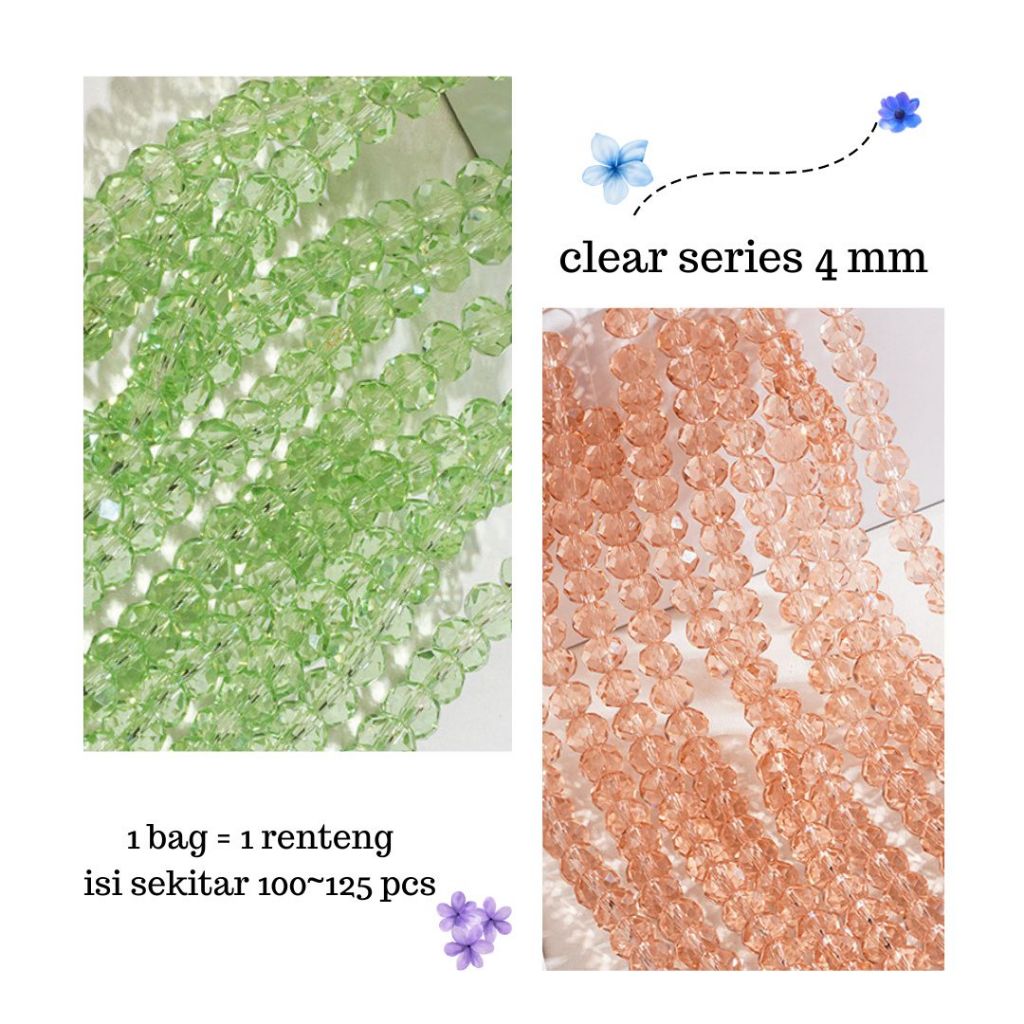 Jual 1 Bag Manik Manik Kristal Bakpau Ceko 4 MM CLEAR BENING SERIES