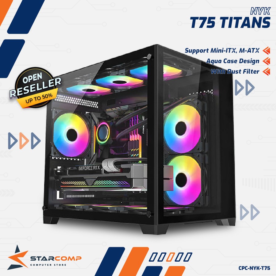 Jual NYK Nemesis T75 Titans Casing Komputer M ATX Casing PC Gaming