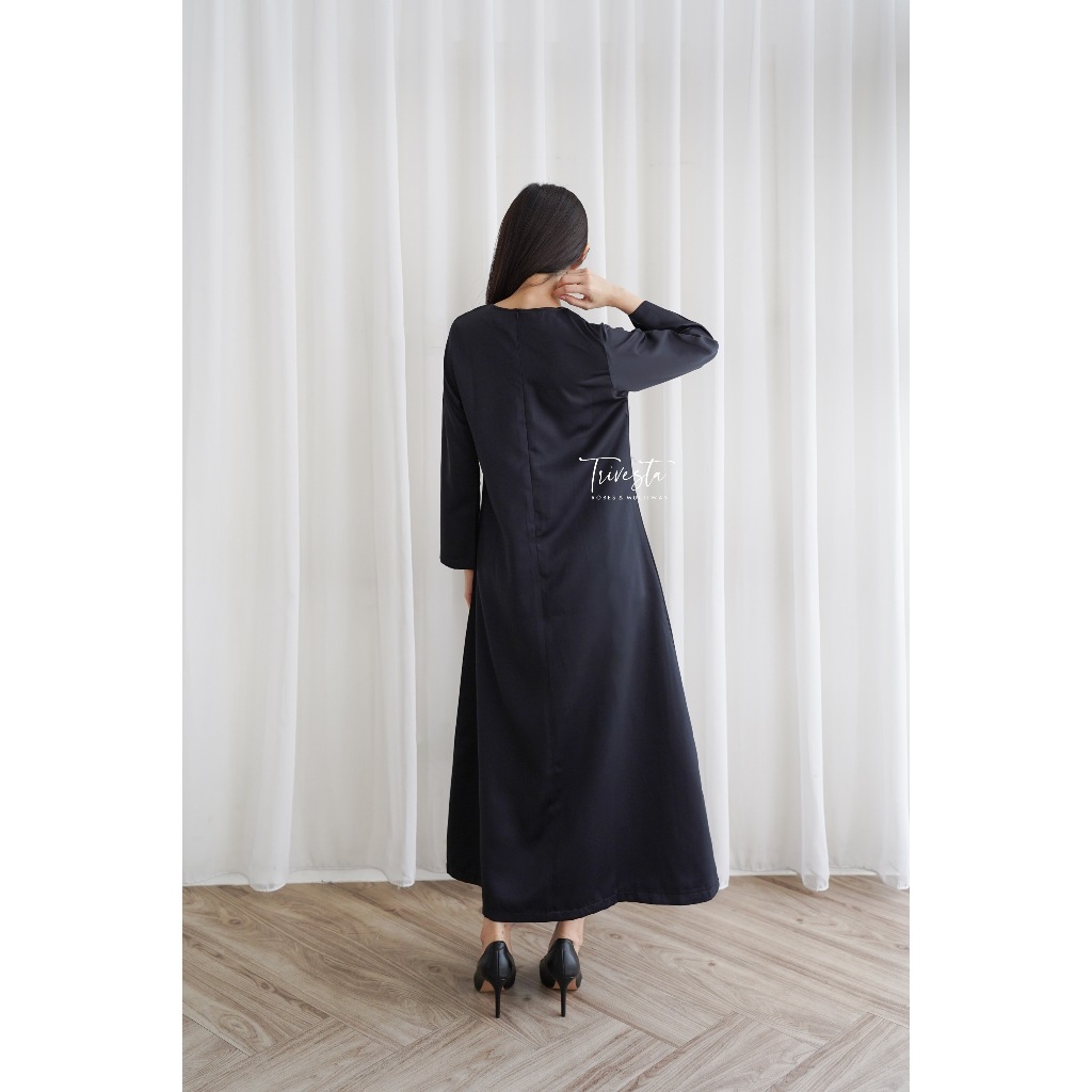 Jual Trivesta Robes Dress Inner Krah Bulat Satin White Nude Black Bisa Untuk Dalaman Hijab