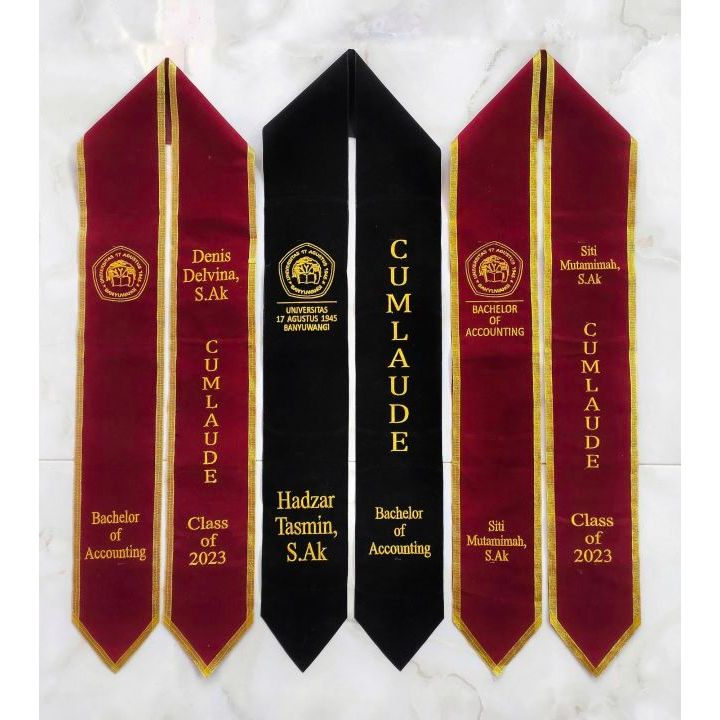 Jual Selempang Wisuda Selendang Slempang Wisuda Bludru Pita Bordir