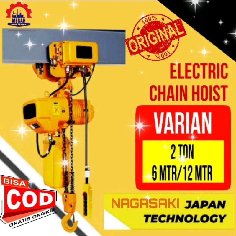 Jual Electric Chain Hoist Crane Troly Ton X Meter Phase