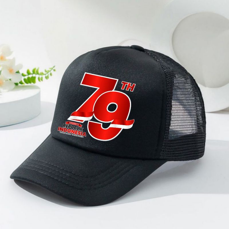 Jual Topi Jaring Trucker Baseball Custom Kemerdekaan Indonesia Hut Ri