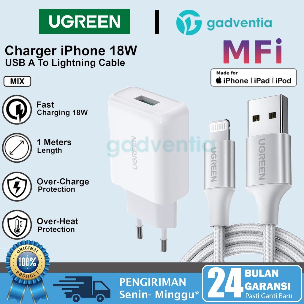 Jual Ugreen Kabel Charger Usb Lightning Cable Data MFI Data Untuk