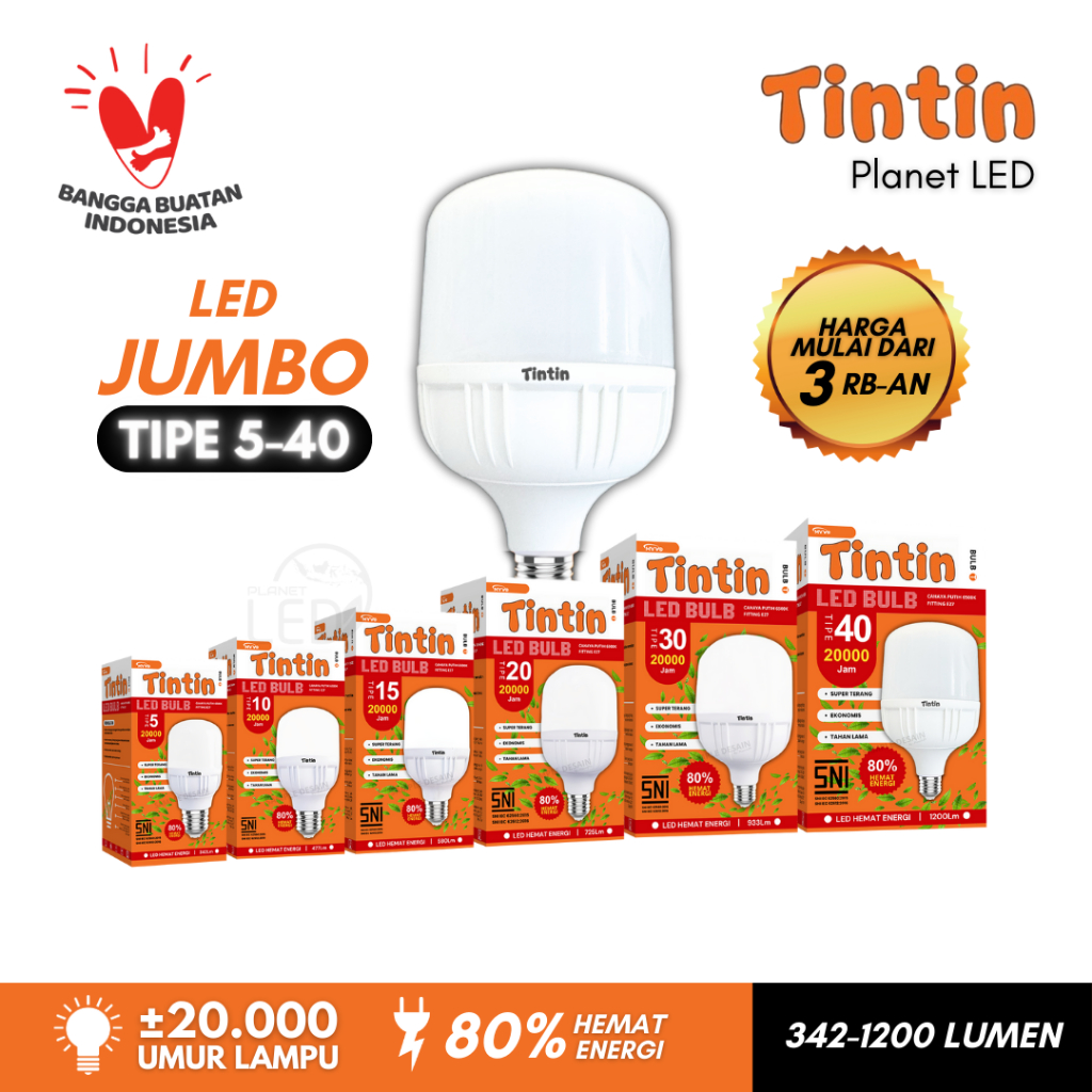 Jual Lampu Led Jumbo Tabung Tbulb Type Kapsul Tintin