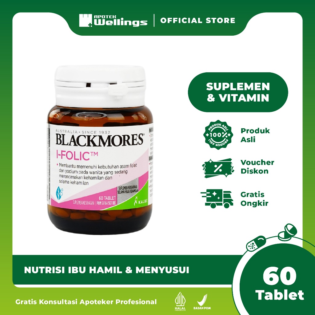 Jual Blackmores I Folic Suplemen Asam Folat Program Kehamilan 60 Tablet