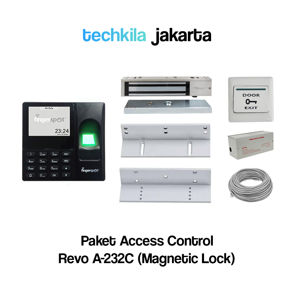 Jual PAKET AKSES KONTROL FINGERSPOT REVO A 232C DOORLOCK ACCESS