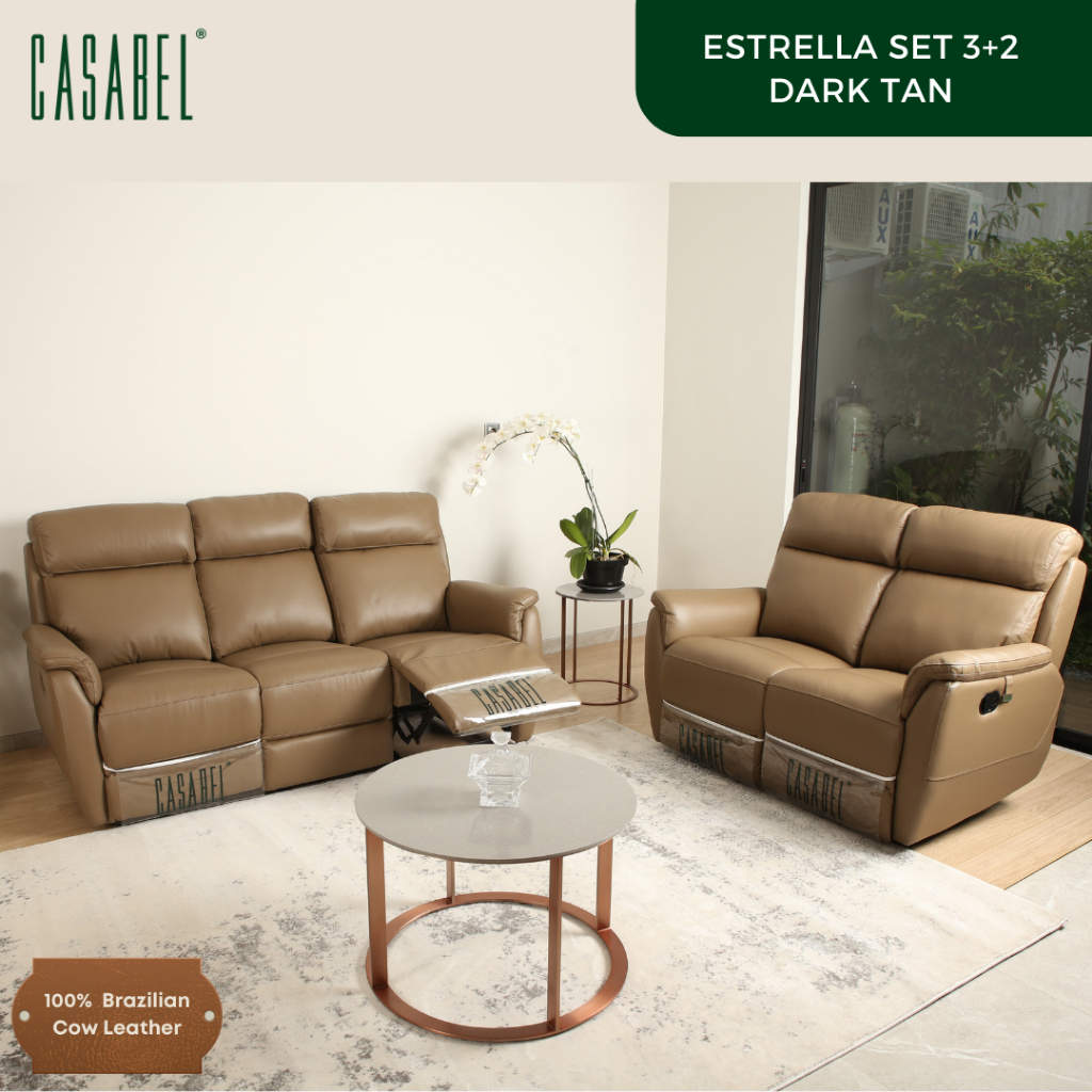 Jual Sofa Kulit Asli Recliner Minimalis Casabel Estrella Set Kursi