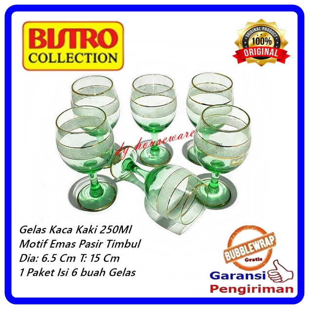 Jual Gelas Kaca Gelas Kaki Kaca 250 Ml Kotak Kado Gelas Beling Bistro