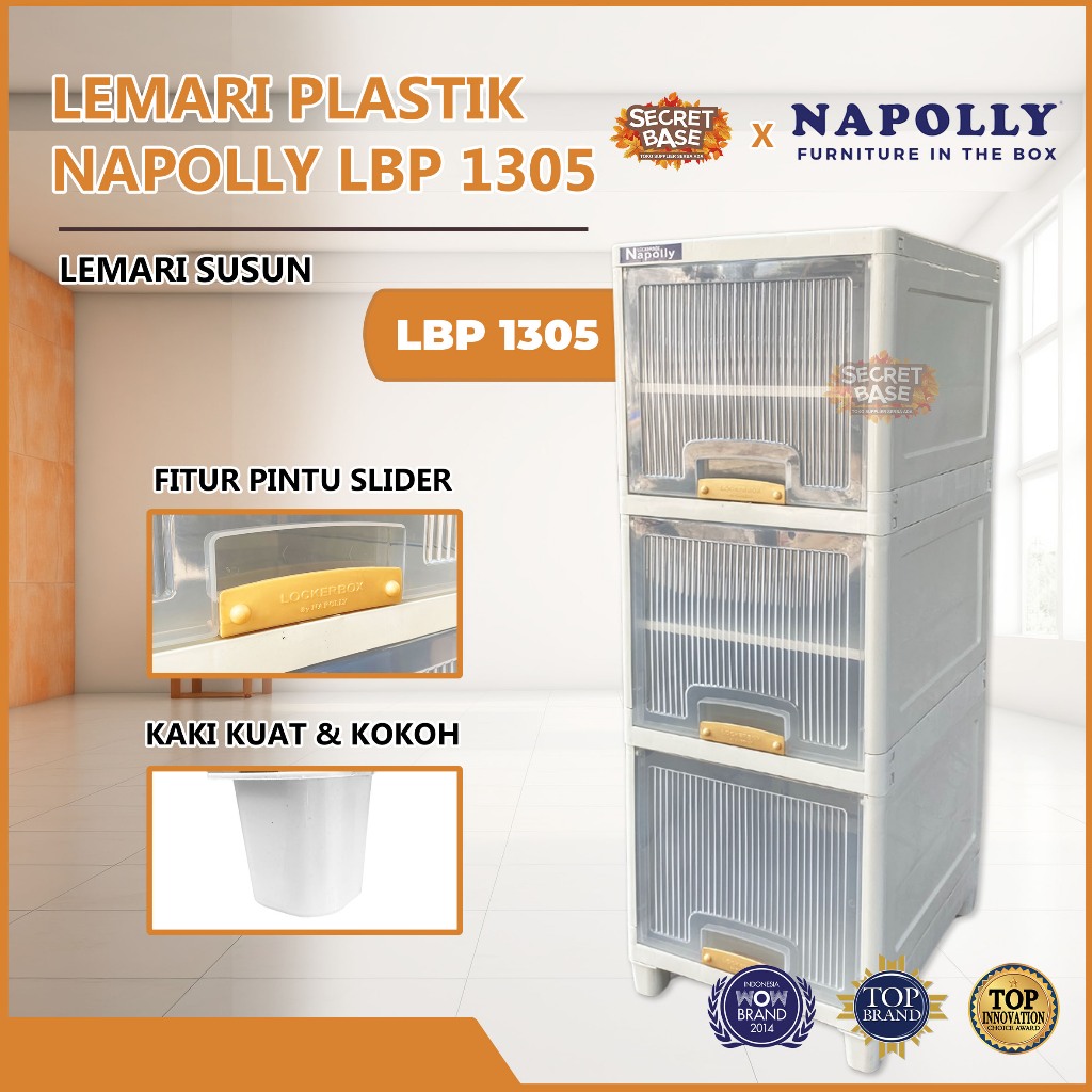 Jual NAPOLLY LBP 1305 Almari Pakaian Plastik Laci Susun Besar