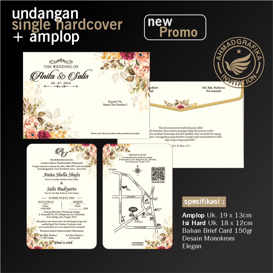 Jual Undangan Single Hardcover Plus Amplop Desain Kekinian Shopee