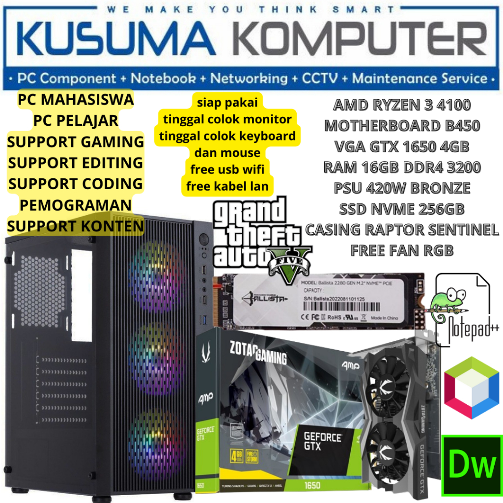 Jual Pc Gaming Rendering Amd Ryzen Gtx Gb Ram Shopee