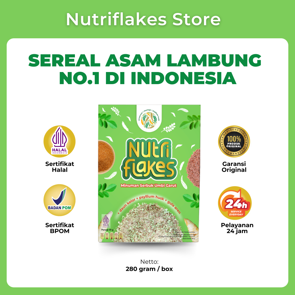 Jual Nutriflakes Sereal Asam Lambung Umbi Garut Original 1 Box Shopee