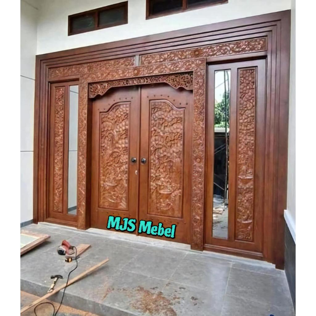 Jual Pintu Gebyok Minimalis Ukir Jati Kusen Pintu Kuputarung Terbaru