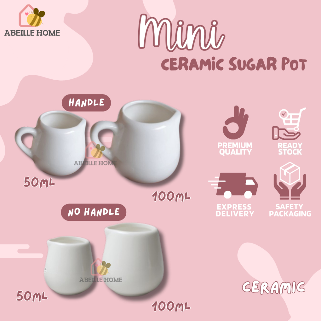 Jual MINI SUGAR POT HANDLE JUG TEMPAT SUSU GULA CAIR CREAMER CAFE