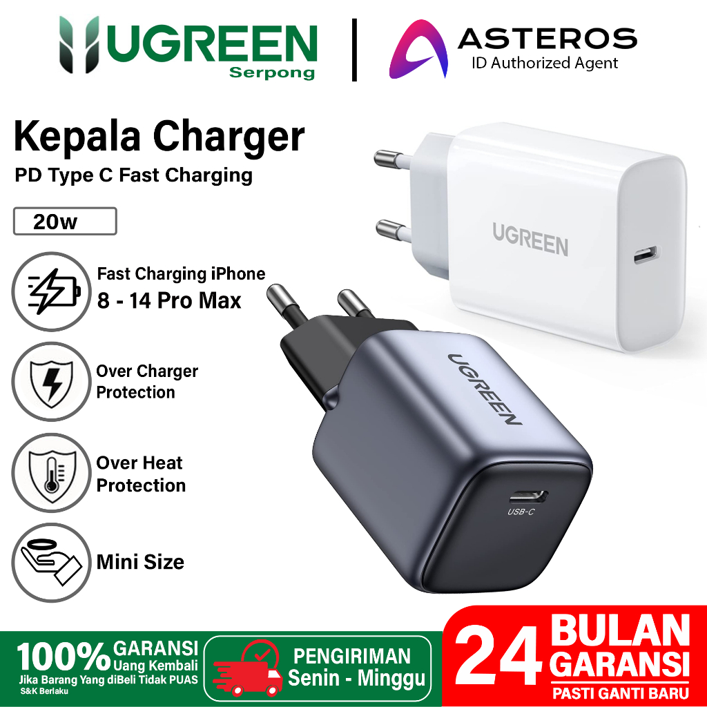 Jual UGREEN Kepala Charger IPhone Mfi USB A Dan Type C FAST Charging