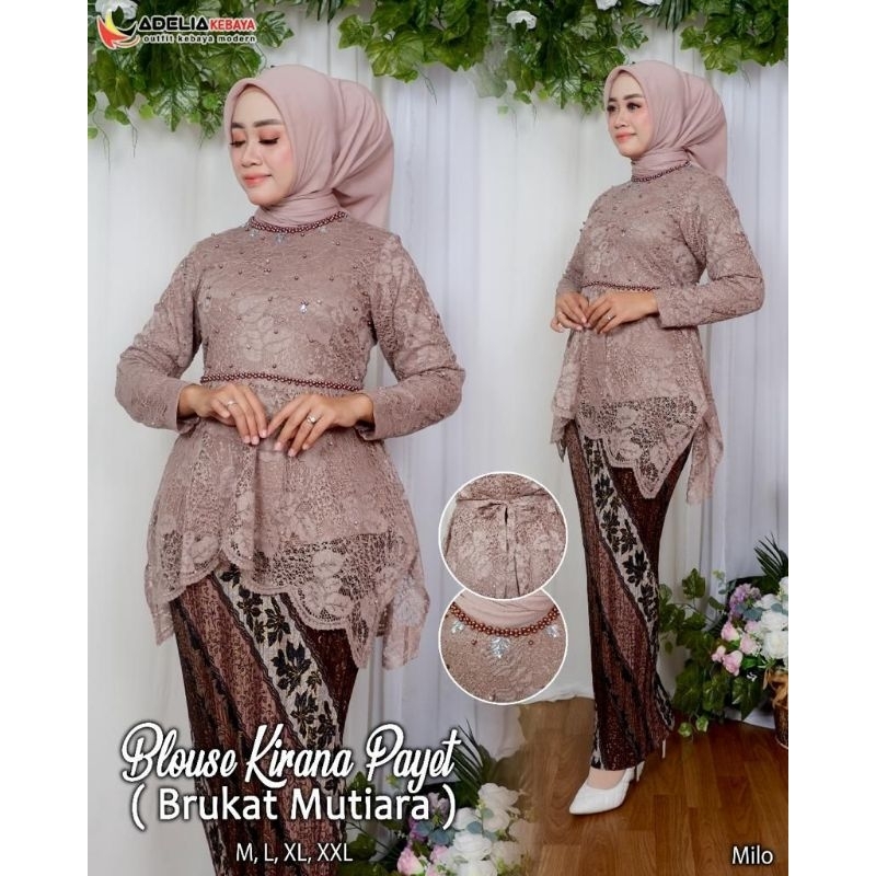 Jual COD Setelan Kebaya Blouse Kirana Payet Kebaya Brokat Mutiara