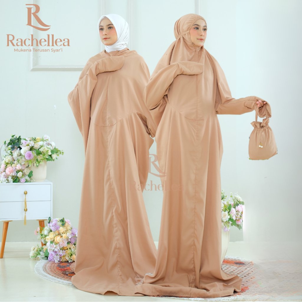 Jual Rachellea Mukena Terusan Traveling In Katun Premium Resleting