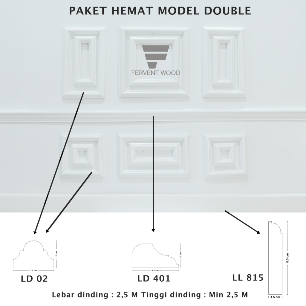 Jual Wall Moulding Lis Profil Kayu Paket Hemat Komplit Lebar Dinding