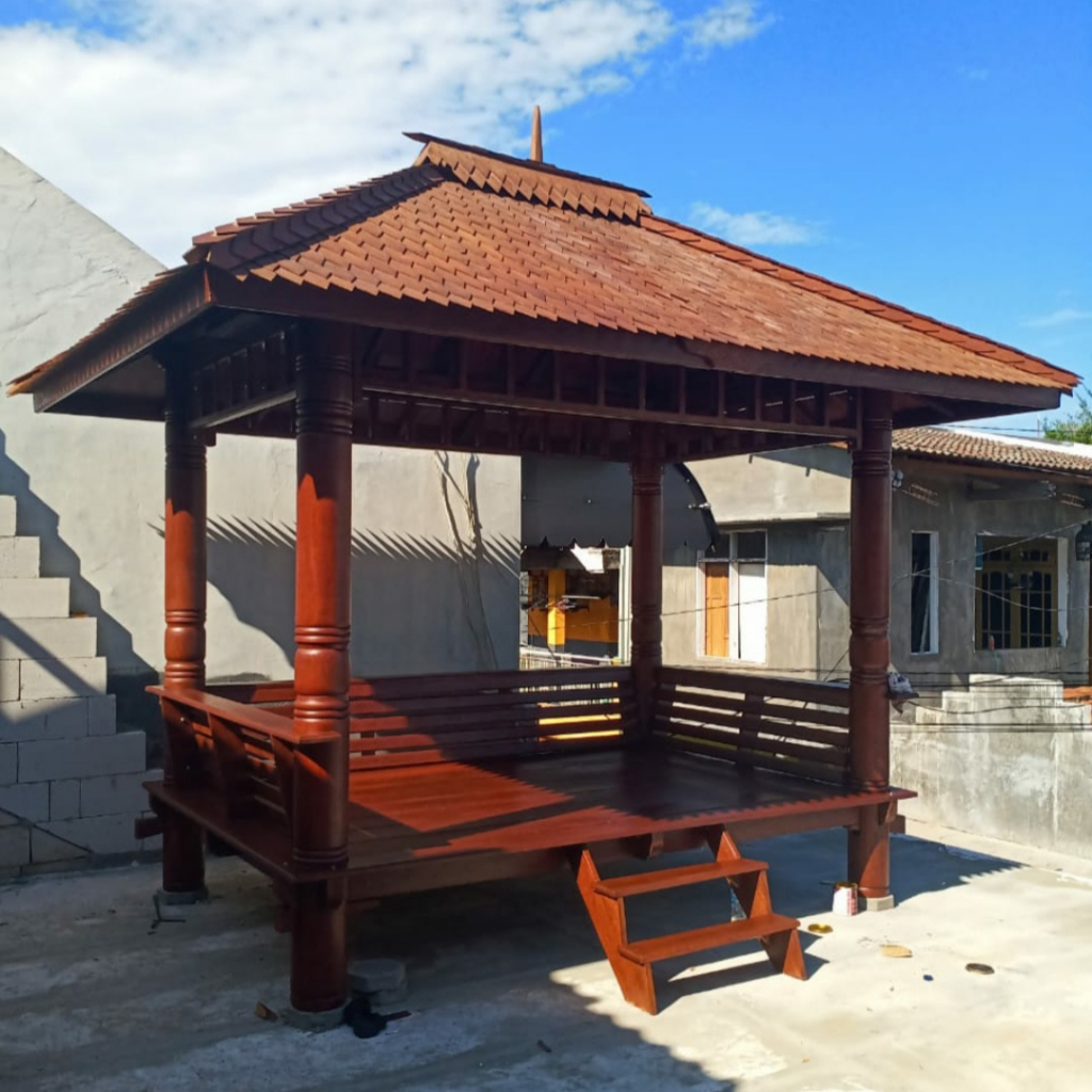 Jual Gazebo Kayu Kelapa Ukuran X Meter Atap Sirap Kayu Ulin Desain