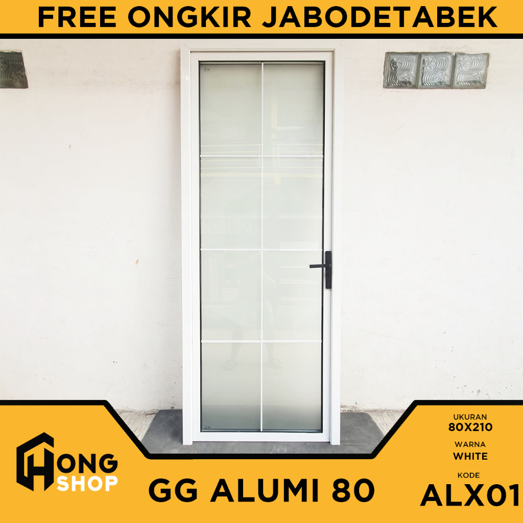 Jual Pintu Kamar Mandi Aluminium PREMIUM Tempered Glass GG ALUMI 80