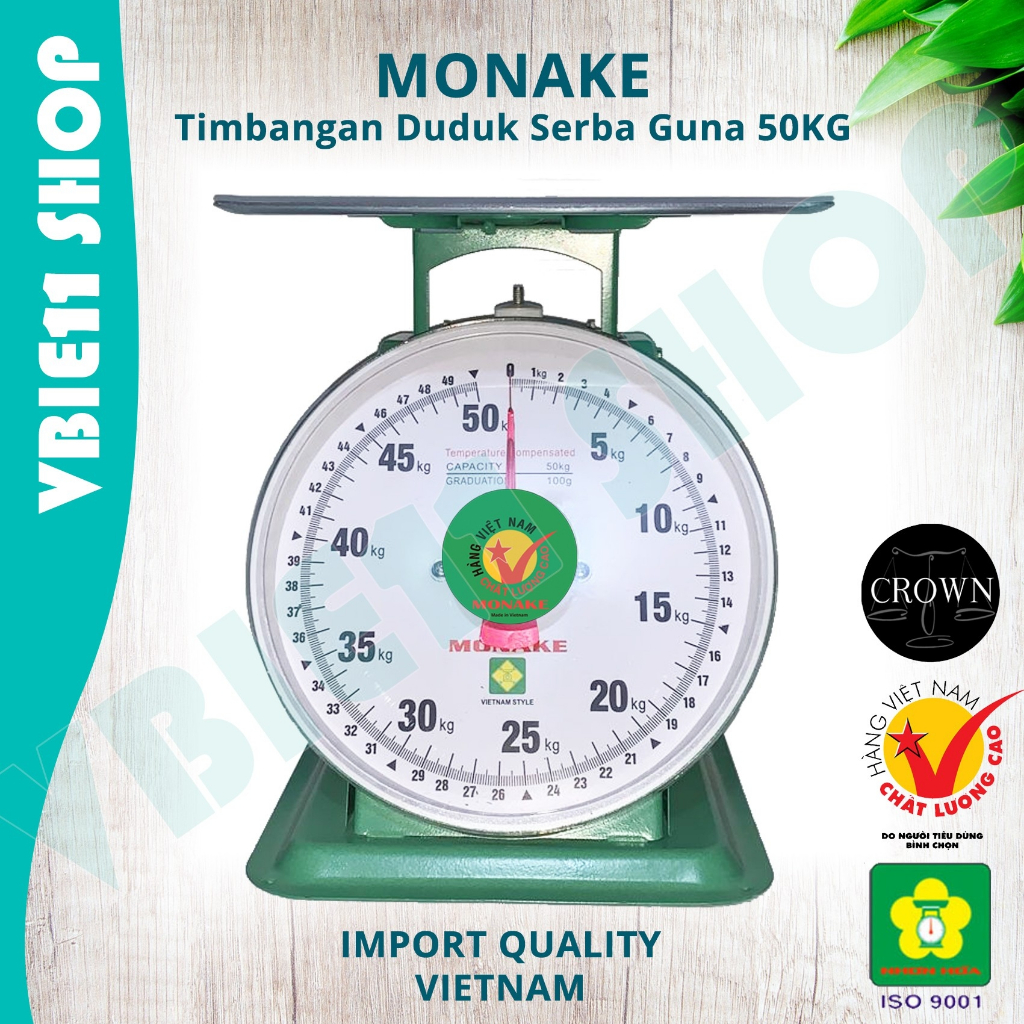 Jual Timbangan VIETNAM HIJAU MONAKE 50kg Besi Stainless Jarum Analog