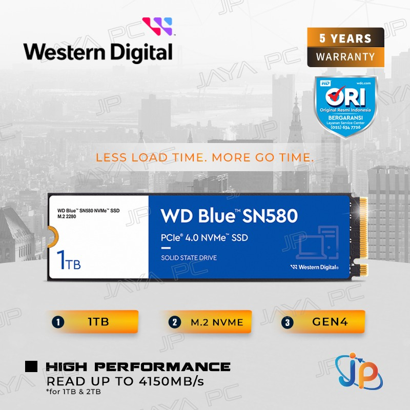 Jual SSD WD Blue SN580 M 2 Pcie Gen4 Nvme 2280 1TB M2 1 TB Shopee