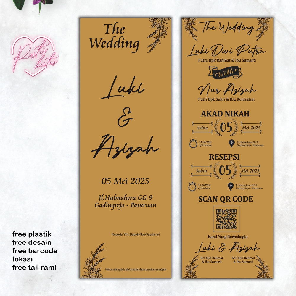 Jual Undangan Rustic Kraft Tali Undangan Pernikahan Vintage Invitation