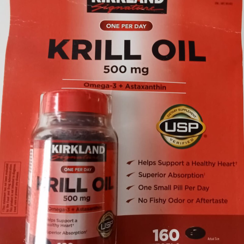 Jual Kirkland Krill Oil 500mg Omega 3 Astaxanthin 160 Sofgel Shopee