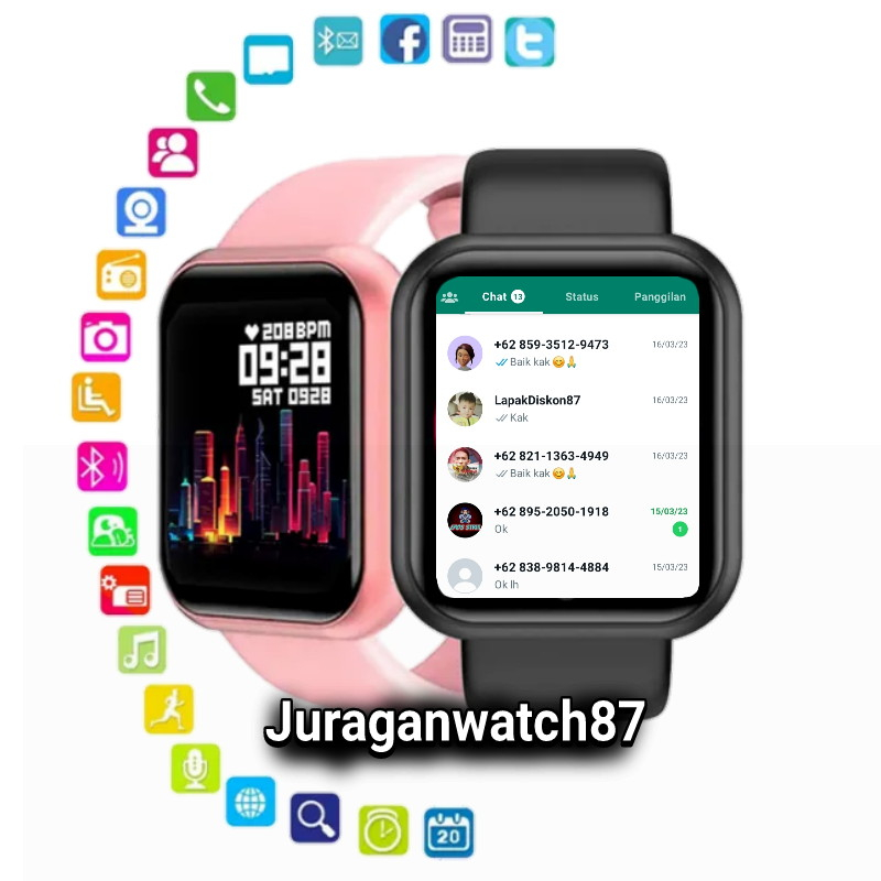 Jual Jam Tangan Pintar Hp Android Smartwatch Y68 Notif WhatsApp Wa Sms