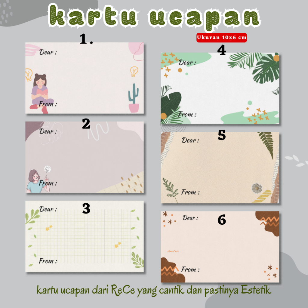 Jual Kartu Ucapan Greeting Card Polos Dear Blank Card Bisa