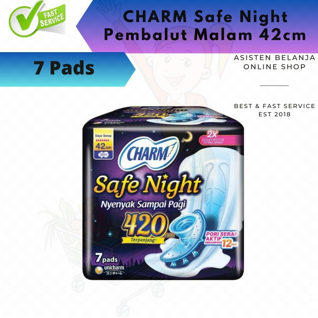 Jual CHARM Safe Night Wings 42cm 42 Cm Isi 7 Pads Pembalut Extra