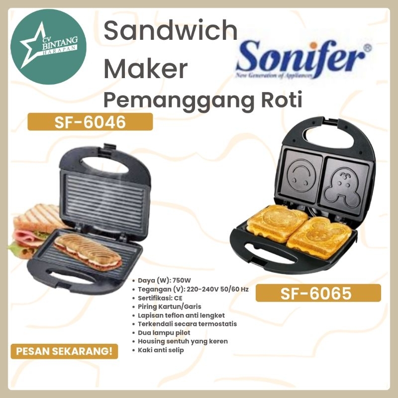 Jual PEMANGGANG ROTI PEMANGGANG SANDWICH SONIFER KARTUN DAN GARIS SF