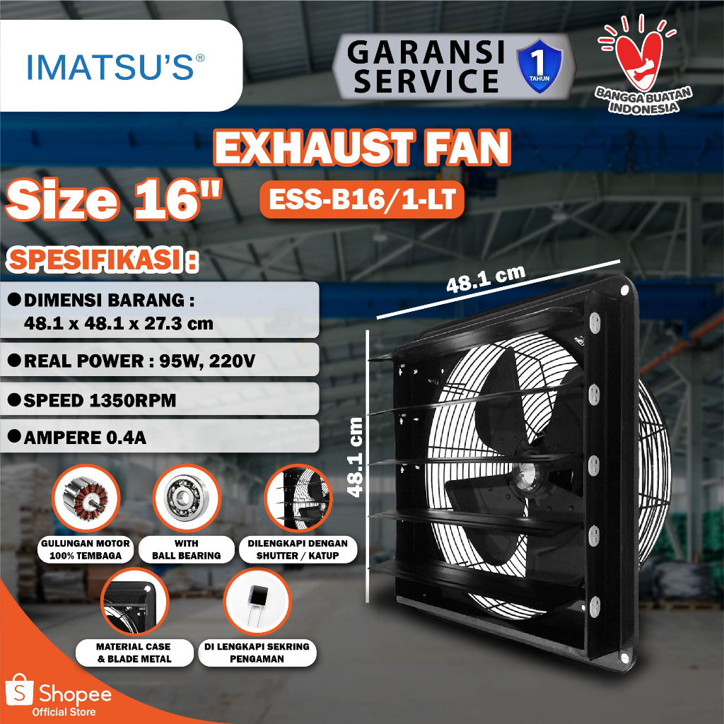 Jual KIPAS DINDING Imatsu Exhaust Fan Shutter ESS B16 1 LT 16 Inch