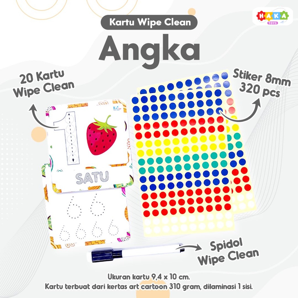 Jual Kartu Wipe And Clean Free Spidol Flash Card Belajar Mengenal