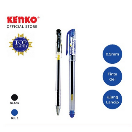 Jual Kenko Gel Pen Easy Gel Pulpen Pena Bolpoin Hitam Biru Merah